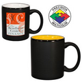 11 Oz. 2 Tone Satin Hilo C-Handle Mug - Screen Printed (Black/Yellow)